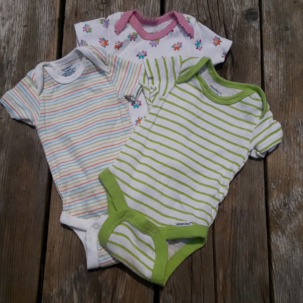 Owl & Stripe Gerber Print Onsies